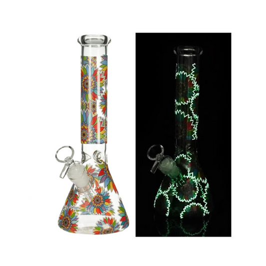 cheap Glow in the Dark Rainbow Flower Bong Water Pipe 25cm nz
