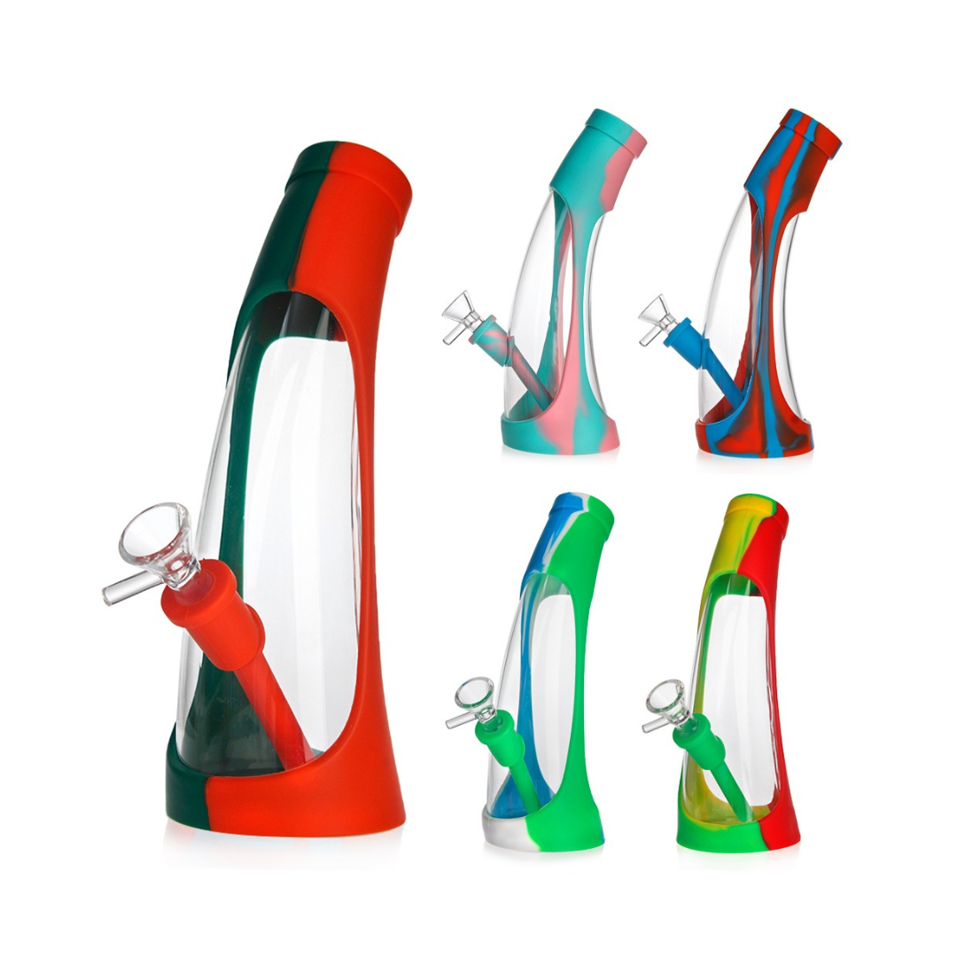 cheap Silicone/Glass Straight Water Pipe 25cm nz